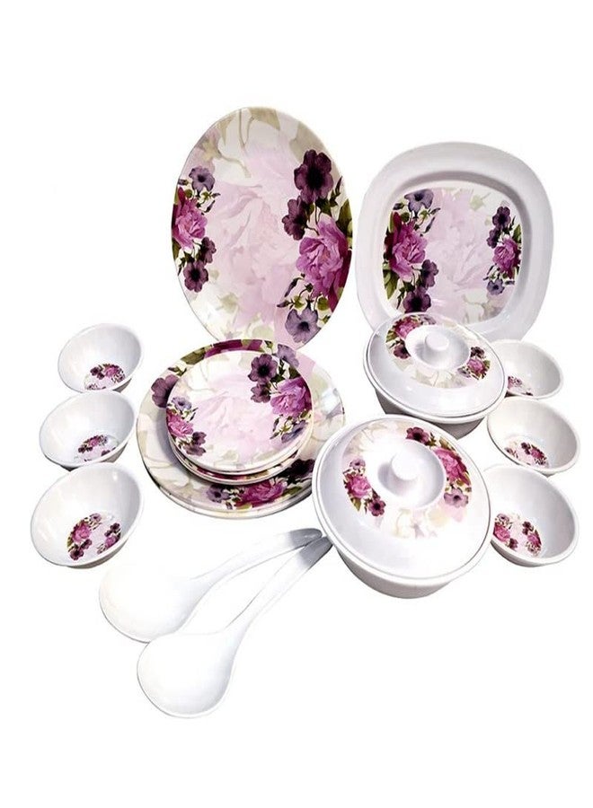 Cospex Light Weight Dinner Set of 32 pcs 6 Full Plates,6 Quarter Plates,12 Veg Bowls,2 Serving Bowl with 2 lids,2 Serving Spoons and,2 Other Spoon - Image 2