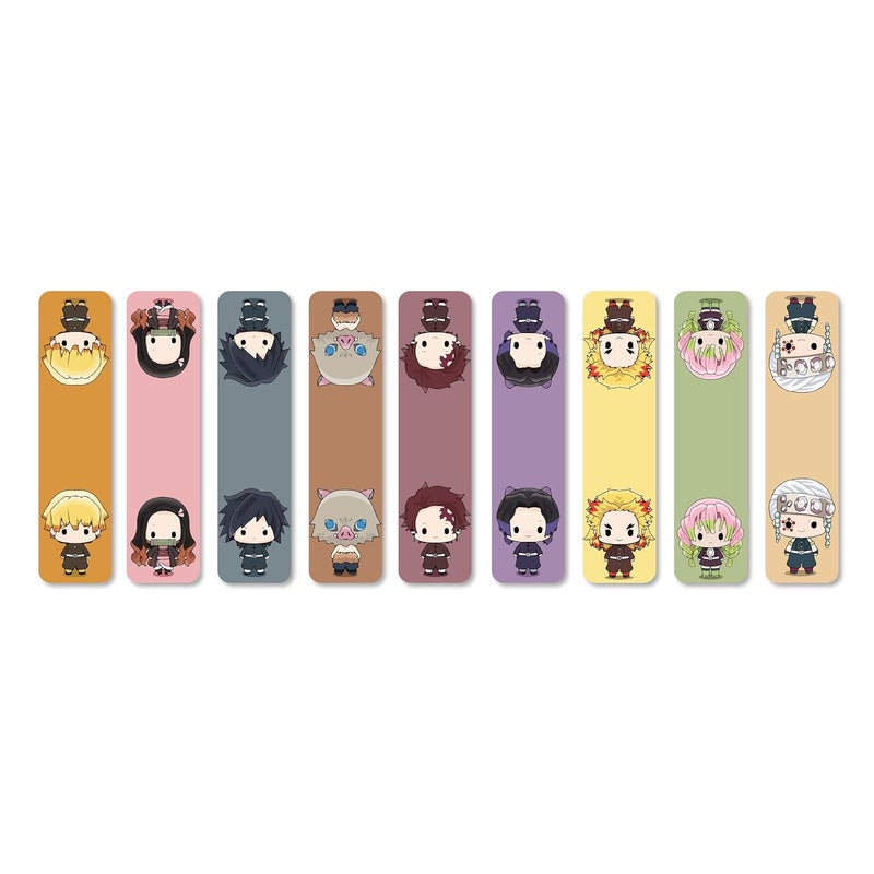 OneOclock علامات مرجعية أنمي قاتل الشياطين تشيبي - مجموعة من 9 علامات مرجعية مغناطيسية | أفضل هدية للقراء وعشاق الكتب والمعجبين | ناروتو | مغناطيسات ثلاجة (قاتل الشياطين تشيبي) - Image 3