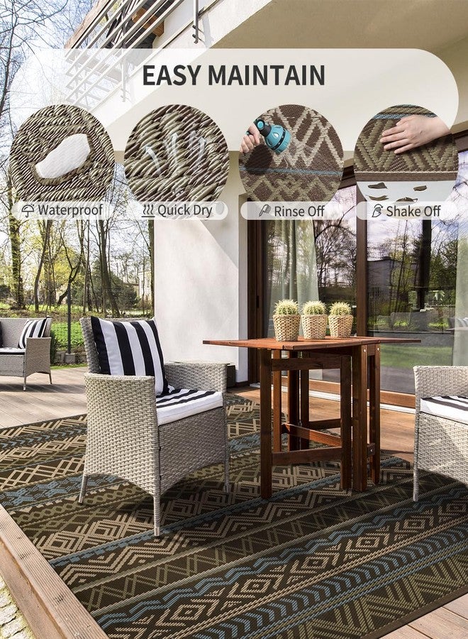 MontVoo Outdoor Rug Carpet Waterproof-Patio Rug Mat 5x8 Reversible RV Camping Rug Picnic Mat Plastic Straw Outside Rug for Balcony Porch Deck Beach-Boho Outdoor Area Rug for Patio Decor Colorful - Image 3