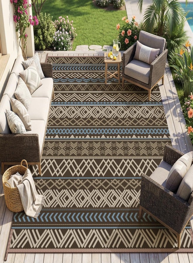 MontVoo Outdoor Rug Carpet Waterproof-Patio Rug Mat 5x8 Reversible RV Camping Rug Picnic Mat Plastic Straw Outside Rug for Balcony Porch Deck Beach-Boho Outdoor Area Rug for Patio Decor Colorful - Image 1
