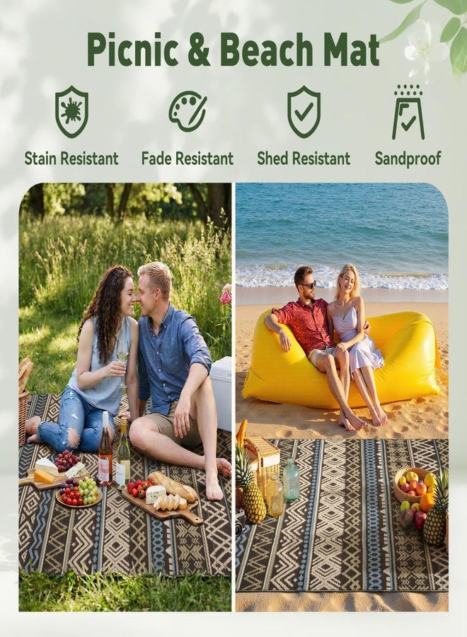 MontVoo Outdoor Rug Carpet Waterproof-Patio Rug Mat 5x8 Reversible RV Camping Rug Picnic Mat Plastic Straw Outside Rug for Balcony Porch Deck Beach-Boho Outdoor Area Rug for Patio Decor Colorful - Image 5