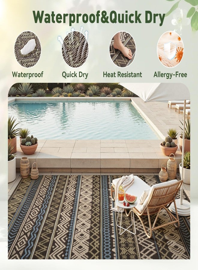 MontVoo Outdoor Rug Carpet Waterproof-Patio Rug Mat 5x8 Reversible RV Camping Rug Picnic Mat Plastic Straw Outside Rug for Balcony Porch Deck Beach-Boho Outdoor Area Rug for Patio Decor Colorful - Image 2