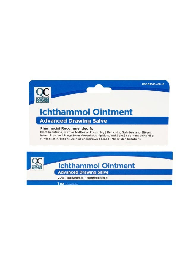Quality Choice Ichthammol Ointment 20%, Advanced Drawing Salve, Soothing Skin Relief for Plant Irritations, Splinter, Slivers, Acne, Boils, Ingrown Hairs & Nails,Bug Bites & Stings, 1oz Tube - Image 1