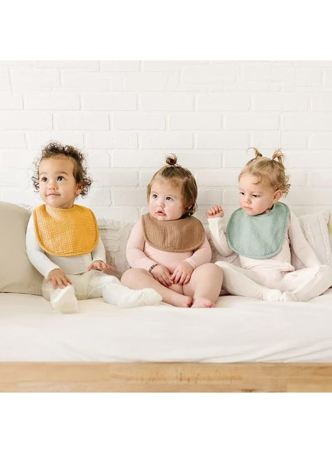 8 Pack Breathable Muslin Baby Bibs, Bandana Drool Bibs for Newborns and Infants,  Soft Cotton Absorbent Bibs for Drooling & Teething - Image 3