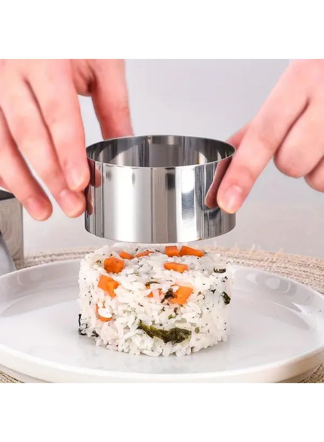Stainless Steel 3.15 Inch Round Cake Ring Mold Set 6 Rings and 6 Pushers - Image 5
