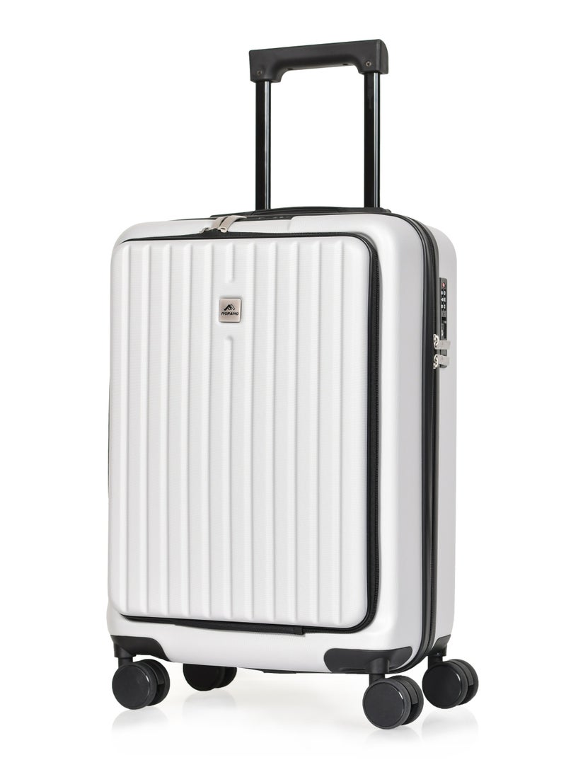 Morano Cabin Luggage Carry-On Trolley Bag With 4 Spinner Wheels TSA Lock, 20 inch (Light Silver) - Image 1