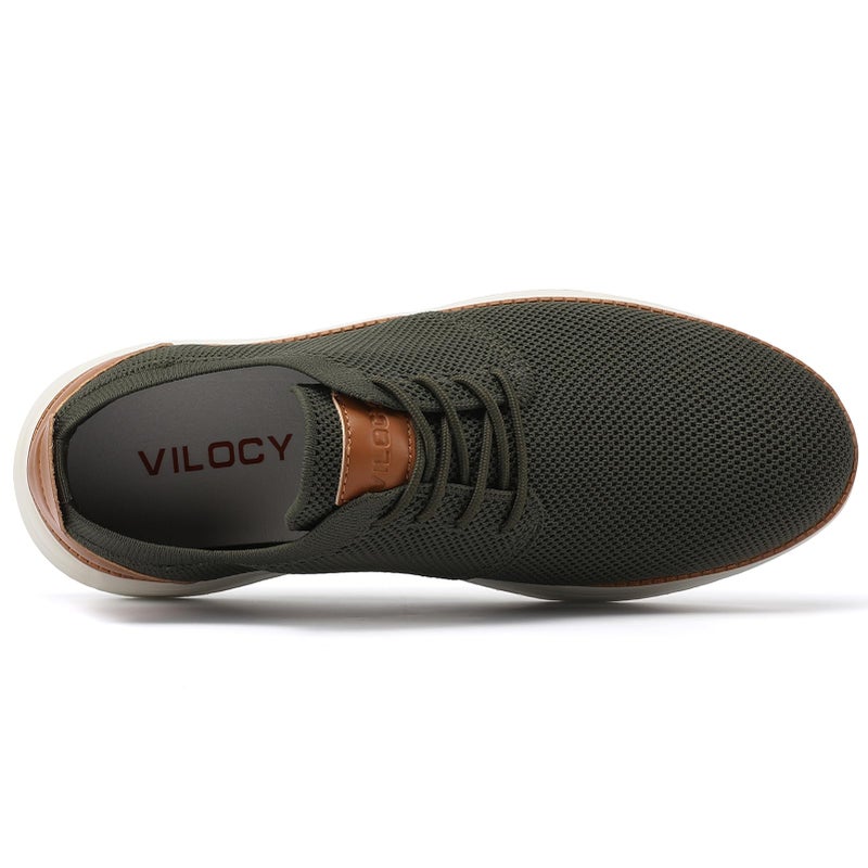 VILOCY Men's Fashion Dress Sneakers Casual Walking Shoes Business Oxfords Comfortable Breathable Lightweight Tennis Zapatos para Hombre Army Green,US7.5 EU40 - Image 3