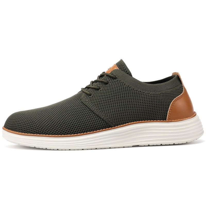 VILOCY Men's Fashion Dress Sneakers Casual Walking Shoes Business Oxfords Comfortable Breathable Lightweight Tennis Zapatos para Hombre Army Green,US7.5 EU40 - Image 4