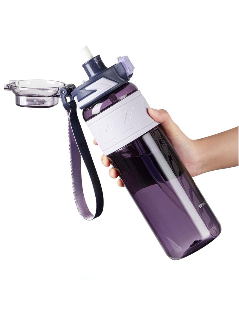 VIO Leakproof Water Bottle 1L with Capacity Marker Flip Top Lid Straw Sipper Drink Bottles for Fitness Gym Outdoor Sports Yoga Pilates Running Camping School College Work Travel Boys Girls Kids Men Women - Image 1