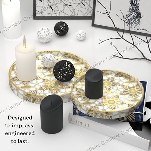 Castleite Ember Decorative Round Wooden Tray Set of 2 Handcrafted Trays for Serving, Use in Kitchen, Dining Table, Decor or Storage - Epoxy Resin Coated - Large, Small (Friolero) - Image 5