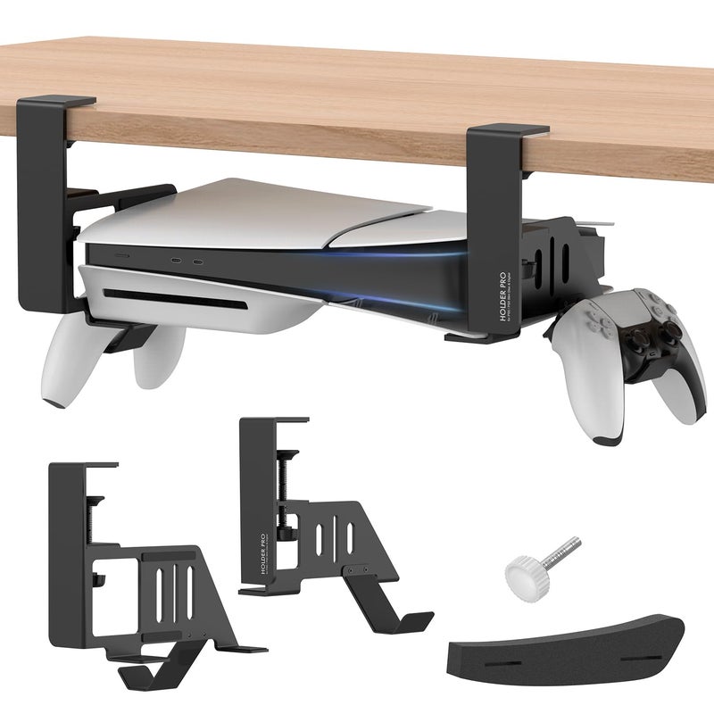 JUSPRO PS5 Under Desk Mount Holder Accessories Compaitble with PS5 Pro/Slim/Disc & Digital Edition Console - Image 1
