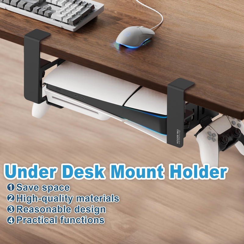 JUSPRO PS5 Under Desk Mount Holder Accessories Compaitble with PS5 Pro/Slim/Disc & Digital Edition Console - Image 2
