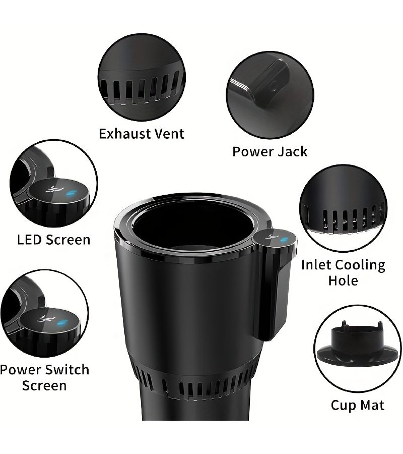 2 In 1 Car Cup Cooler And Heater With LED Temperature Display And Control Keeps Drinks Cold Or Hot Suitable For Commuters And Road Trippers Black - Image 4