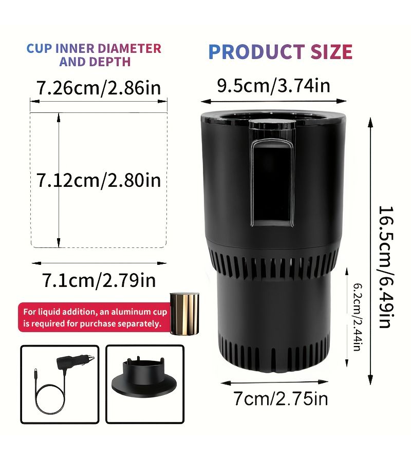 2 In 1 Car Cup Cooler And Heater With LED Temperature Display And Control Keeps Drinks Cold Or Hot Suitable For Commuters And Road Trippers Black - Image 2