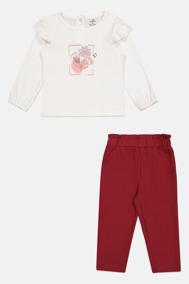 POPEES Toddlers Girl 2 Pieces Graphic Print Top And Pant Set, Multicolor - Image 2