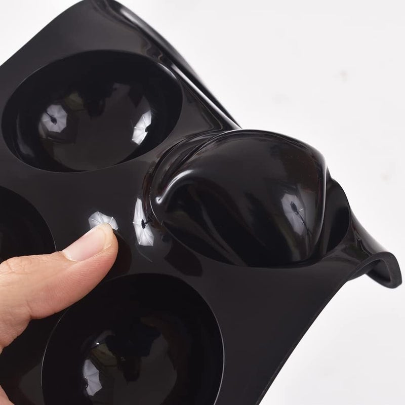 Newk 6 Holes Semi Sphere Silicone Mold, 6 Packs 6-Cavity Half Sphere Mold for Making Chocolate Bomb, Cake, Jelly, Pudding, Dome Mousse - Black - Image 5