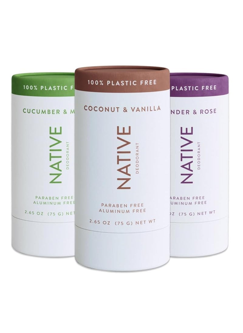 native Native Deodorant Contains Naturally Derived Ingredients, 72 Hour Odor Control | Deodorant for Women and Men, Aluminum Free with Baking Soda, Coconut Oil and Shea Butter | Classics Pack of 3 