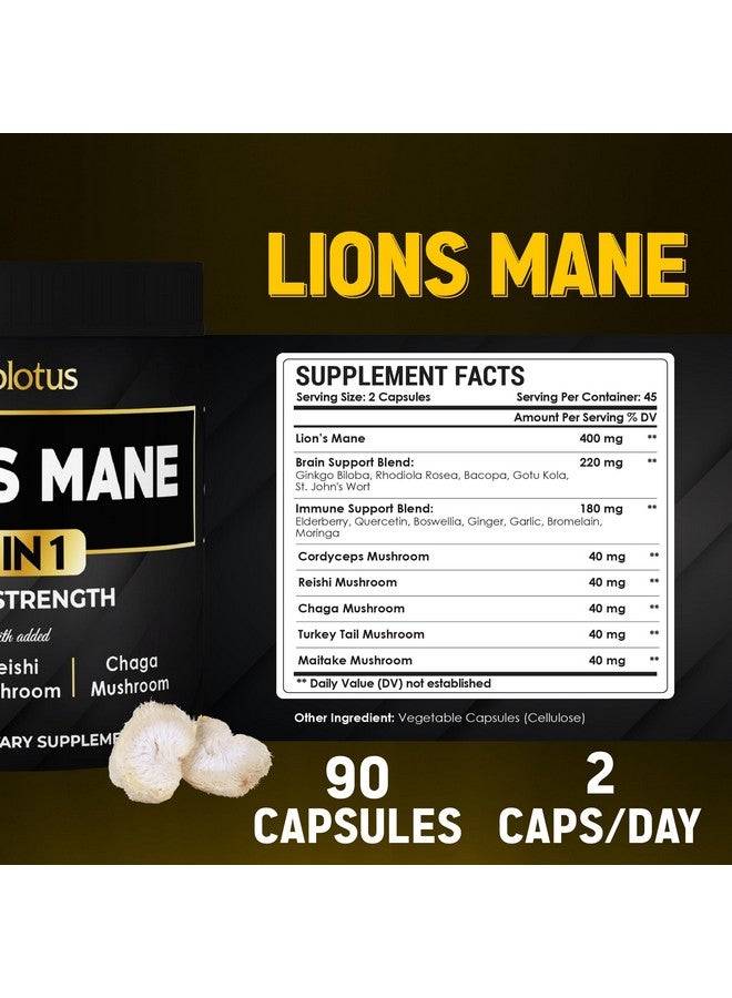 Zolotus Zolotus Lions Mane Mushroom Complex Capsules with Cordeyceps, Elderberry, Ginkgo Biloba, Bacopa - 90 Capsules  - Image 4