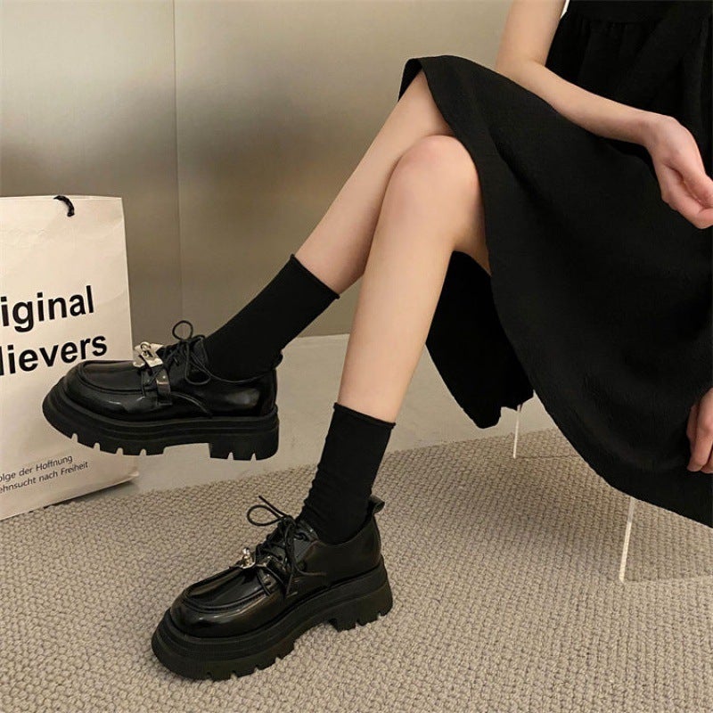 أحذية لوفر منخفضة غير قابلة للانزلاق تناسب جميع الأزياء كعب متوسط مدبب على الطراز الياباني كوري صغير من الجلد نمط بريطاني - Image 5