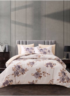 Donetella Printed Comforter Set 6-Pcs King Size All Season Decorated Reversible Double Bed Comforter Set Fits (200 X 200 Cm)With Super-Soft Down Alterntaive Filing,Soft Peach  - Image 1