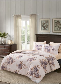 Donetella Printed Comforter Set 6-Pcs King Size All Season Decorated Reversible Double Bed Comforter Set Fits (200 X 200 Cm)With Super-Soft Down Alterntaive Filing,Soft Peach  - Image 2