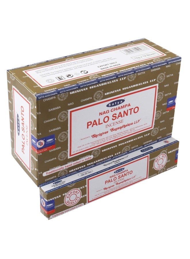 Satya Nag Champa - Palo Santo Incense Sticks  12 Packs X 15 Grams  Box Of 180 Grams  Export Quality - Image 1