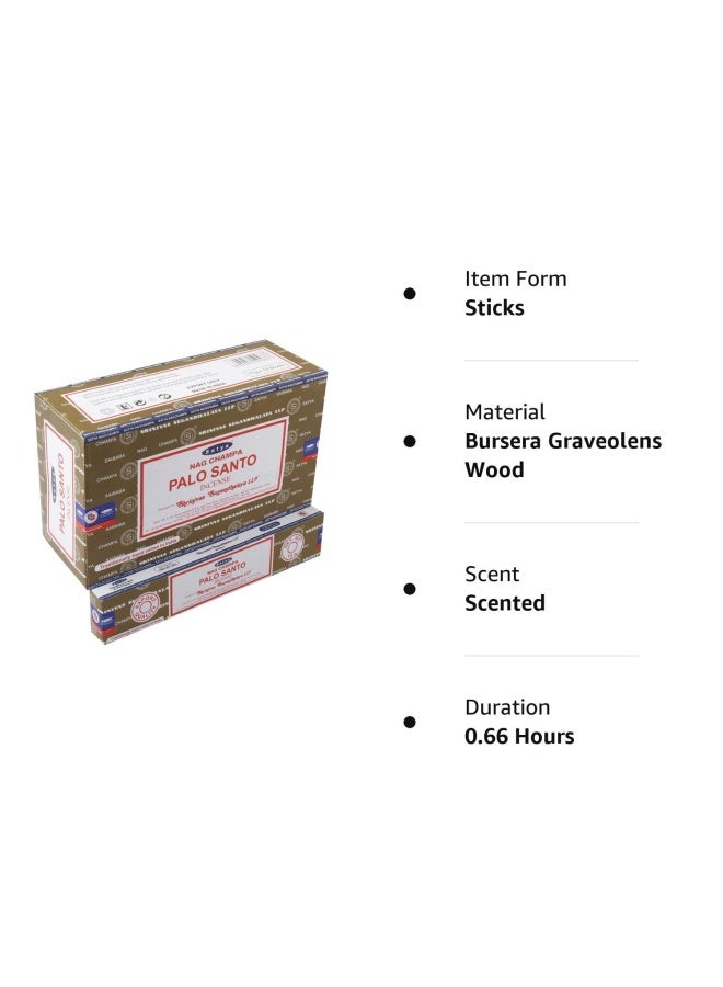 Satya Nag Champa - Palo Santo Incense Sticks  12 Packs X 15 Grams  Box Of 180 Grams  Export Quality - Image 4