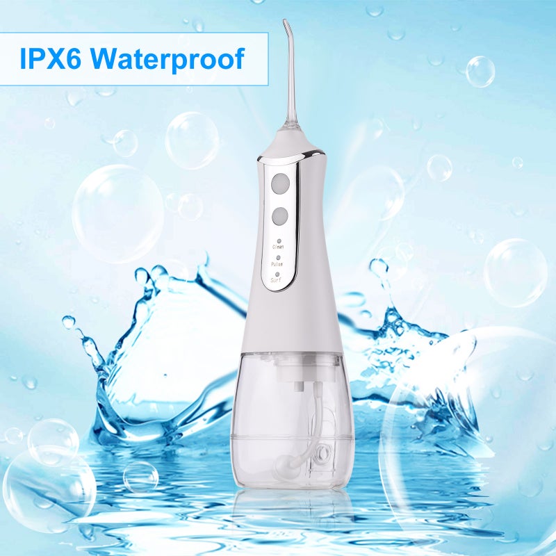 Portable Oral Irrigator Water Flosser Teeth Cleaner for Teeth Cleaning Cordless Electric Flosser Portable Travel Rechargeable 3-Modes IPX6 Waterproof with 5 Jet Tips 350mL Water Tank - Image 4
