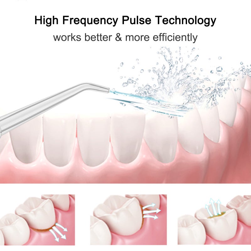 Portable Oral Irrigator Water Flosser Teeth Cleaner for Teeth Cleaning Cordless Electric Flosser Portable Travel Rechargeable 3-Modes IPX6 Waterproof with 5 Jet Tips 350mL Water Tank - Image 3