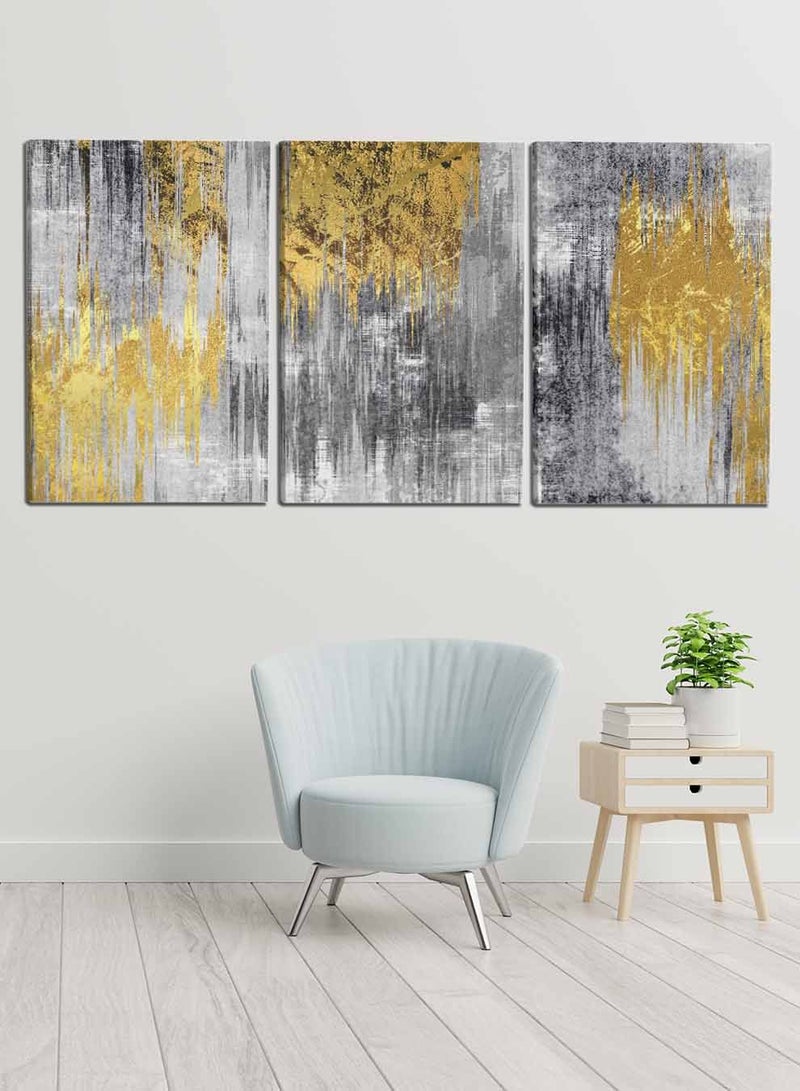 لوحة طقم من ٣ لوحات كانفاس على إطار خشبي، تصميم فن تجريدي حديث، للمنزل، غرفة المعيشة، المكتب، الديكور - Image 2