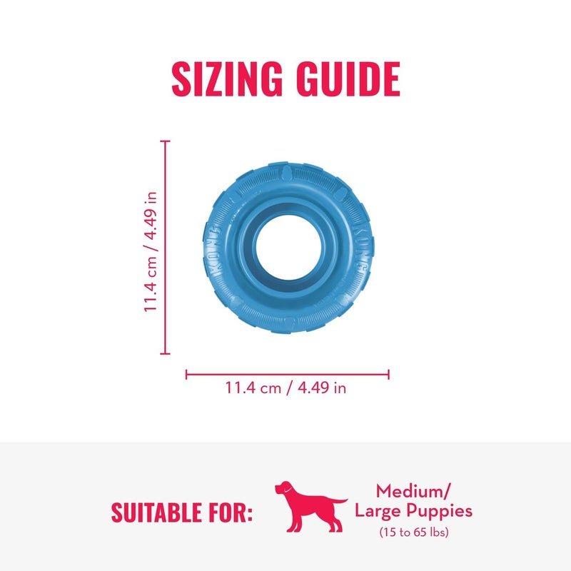 KONG Puppy Tires - Dog Chew Toy for Puppies - Stuffable Dog Toy for Treats & Snacks - Natural Rubber Chew Toy for Teething Puppy - for Medium/Large Puppies - Randomly Provided Color - Image 4