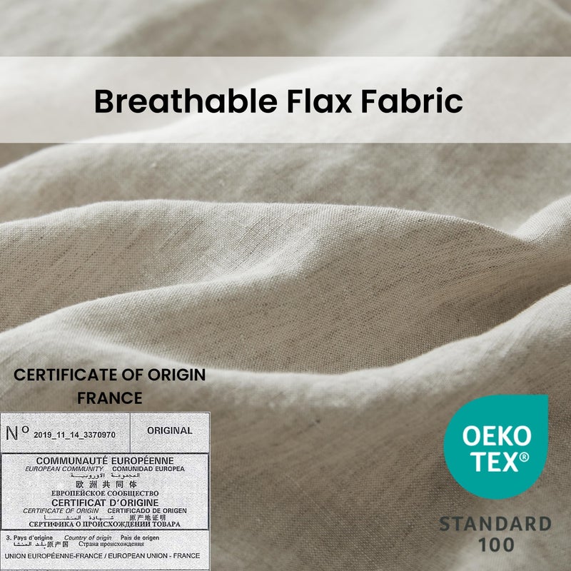 Simple&Opulence 100% Linen Duvet Cover Set with Crossed Embroidery Washed - 3 Pieces (1 Duvet Cover with 2 Pillow Shams) Soft Breathable Farmhouse - Linen, King Size - Image 2