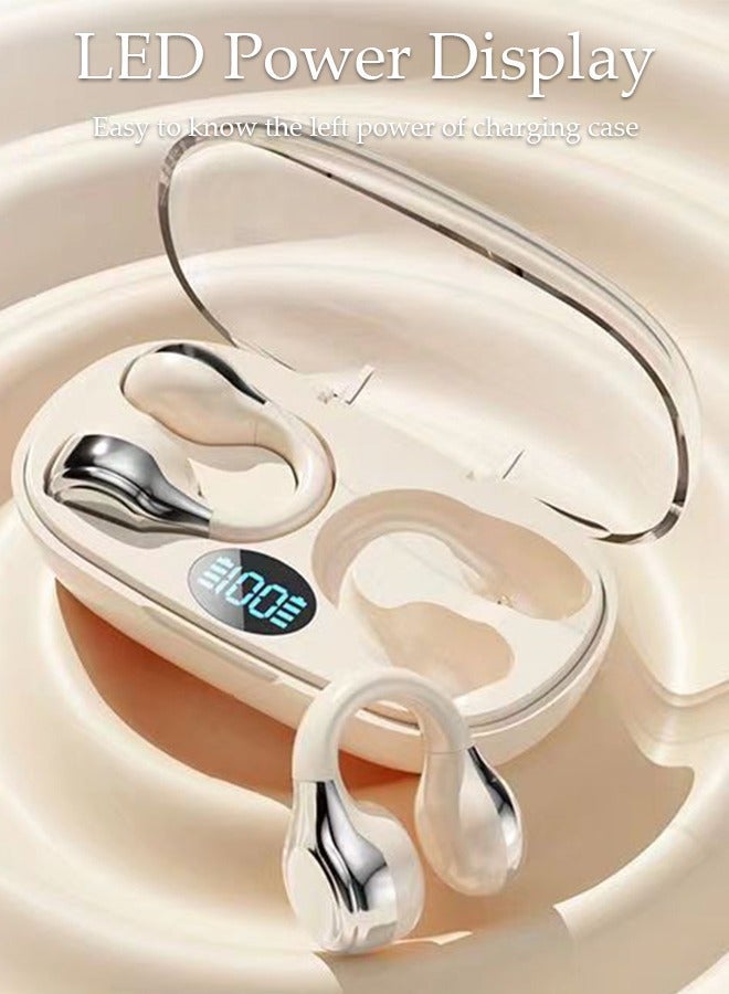 DUNISO Wireless Earbuds Bluetooth Ear Clip Waterproof Stereo Noise Reduction Earphones Open Ear Sport Earphones with Earhooks Charging Case LED Power Display Touch Control for Running Sport Gym - Image 3