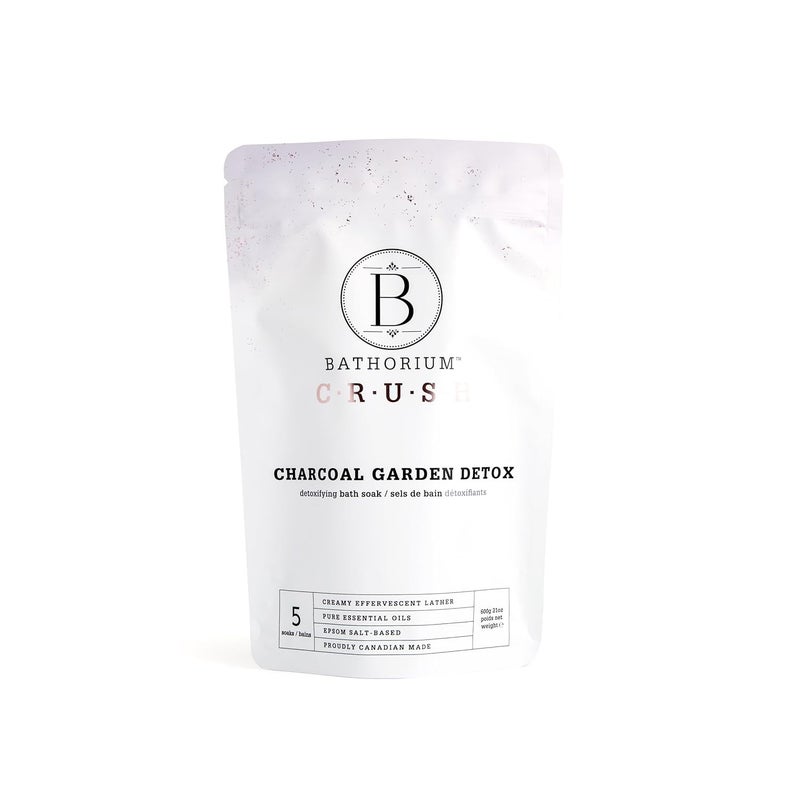 Bathorium Charcoal Garden Detox Crush Purifying Bath Soak with Activated Charcoal Eucalyptus pHBalanced HerbScented Bath Soak 5 Baths 21 oz - Image 1