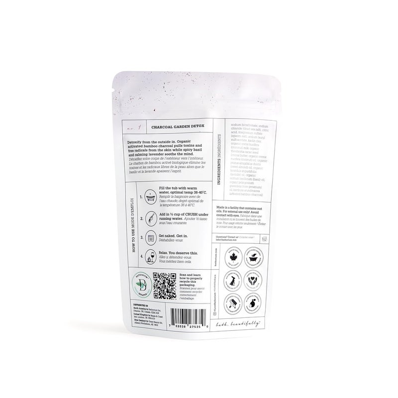 Bathorium Charcoal Garden Detox Crush Purifying Bath Soak with Activated Charcoal Eucalyptus pHBalanced HerbScented Bath Soak 5 Baths 21 oz - Image 3