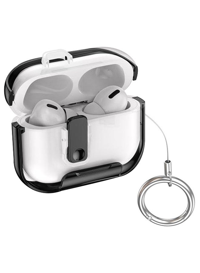 CATANES Clear Protective Case with Keychain for AirPods Pro 3 - Premium Plating Design - Clear Black - Image 1