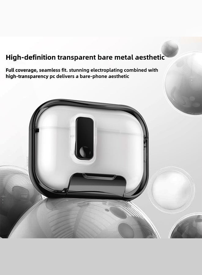 CATANES Clear Protective Case with Keychain for AirPods Pro 3 - Premium Plating Design - Clear Black - Image 4