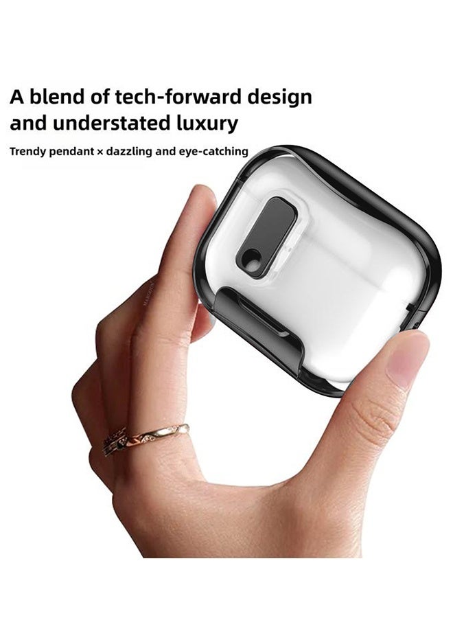 CATANES Clear Protective Case with Keychain for AirPods Pro 3 - Premium Plating Design - Clear Black - Image 2