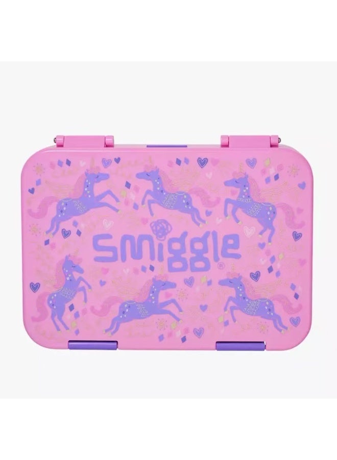 Smiggle Girls Pink Unicorn Heart Printed Divided Lunch Box Imported Tritan Inner Tray BPA Free Leakproof School Food Storage Container - Image 3
