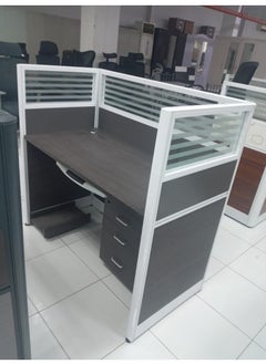 SILA Modern Single Work Station with Keyboard Tray & CPU Holder – Coffee Color, 120cm | Cubicle Reception Desk  - Image 2