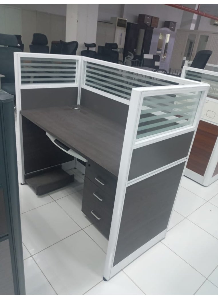 SILA - Modern Single Work Station with Keyboard Tray & CPU Holder – Coffee Color, 120cm | Cubicle Reception Desk - Image 1