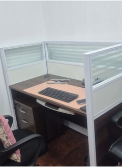 SILA Modern Single Work Station with Keyboard Tray & CPU Holder – Coffee Color, 120cm | Cubicle Reception Desk  - Image 3