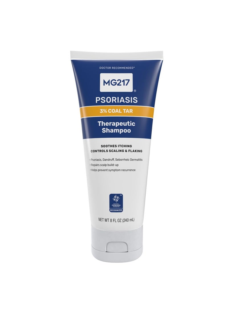 MG217 - MG217 Psoriasis Shampoo with Coal Tar, Therapeutic Scalp Treatment, Controls Itching, Scaling, Flaking, Scale Buildup, Psoriasis Scalp Treatment, 3% Coal Tar Shampoo and Conditioner, 8floz - Image 1