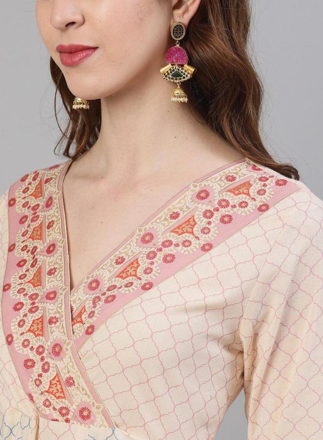 آي شين طقم كورتا بياقة على شكل حرف  مطبوع من إيشين مع دوباتا أناركالي - Image 2