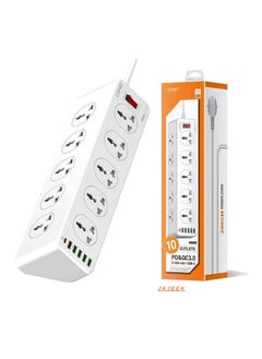 JAJEEK SC10610 Universal Power Socket Wall Mount – New Power Strip with PD USB Charging Ports, 10-Way Outlet Extension Plug Socket, Surge Protection, Compact Design for Home, Office, and Travel, Efficient Charging for Devices, Overload Protection, Black  - Image 1