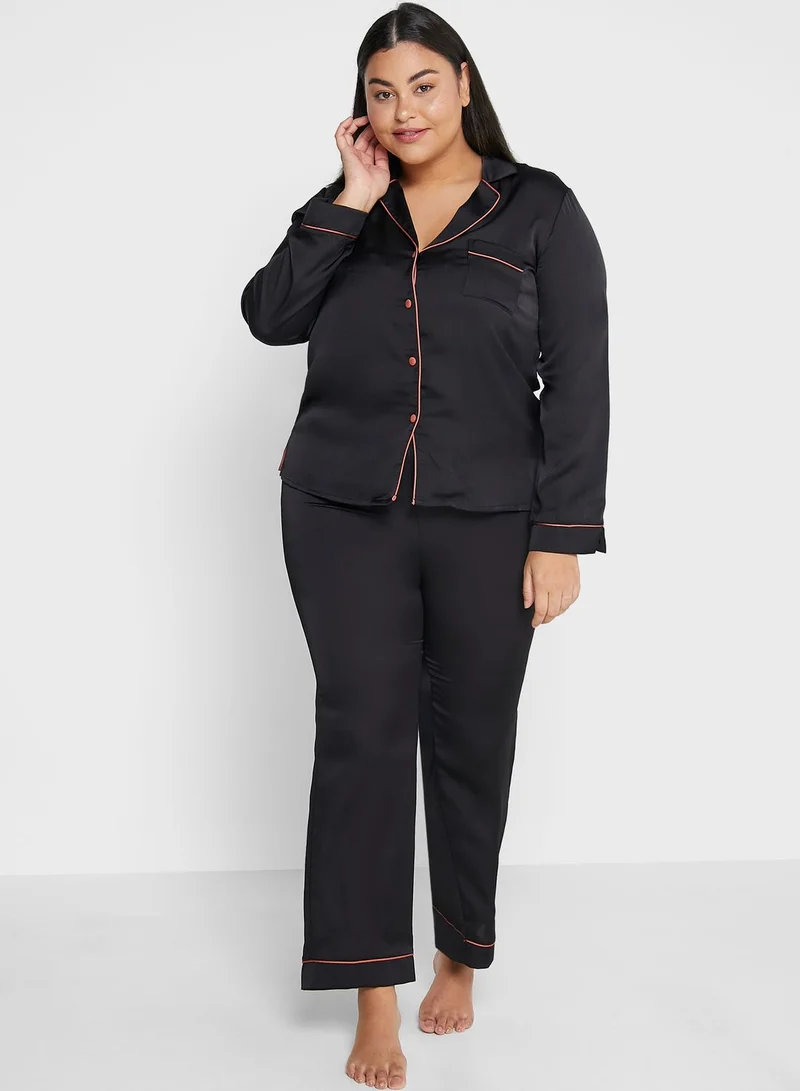 Pretty Secrets by Simply Be Button Through Top & Pyjama Set