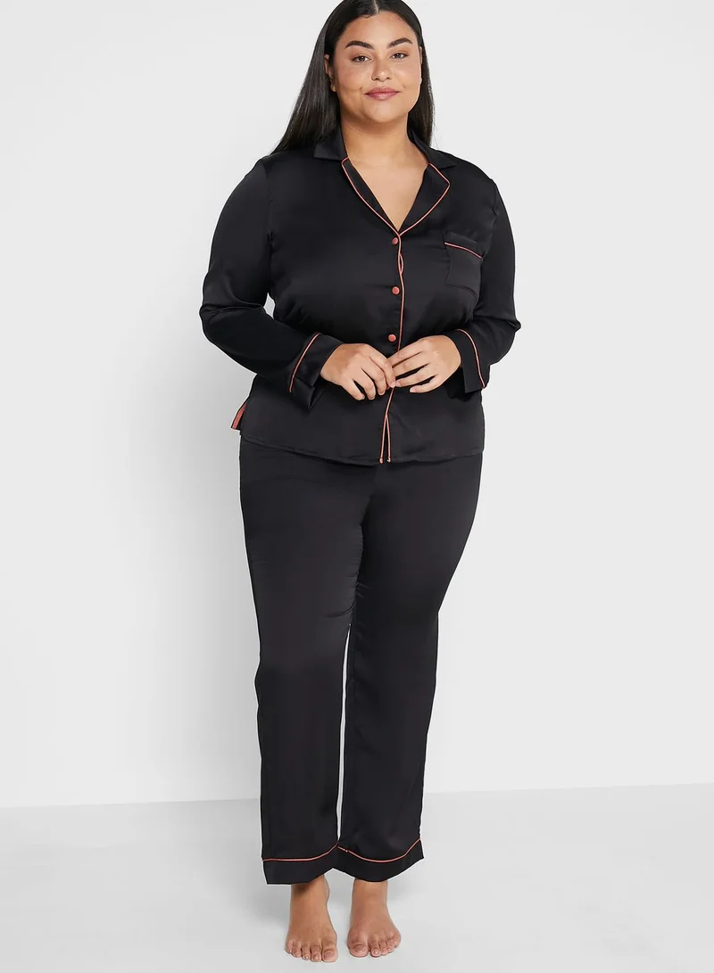 Pretty Secrets by Simply Be Button Through Top & Pyjama Set