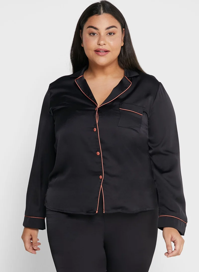Pretty Secrets by Simply Be Button Through Top & Pyjama Set