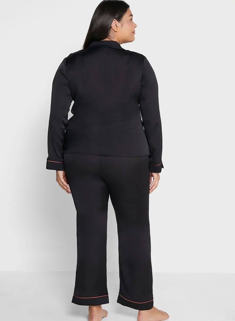Pretty Secrets by Simply Be Button Through Top & Pyjama Set