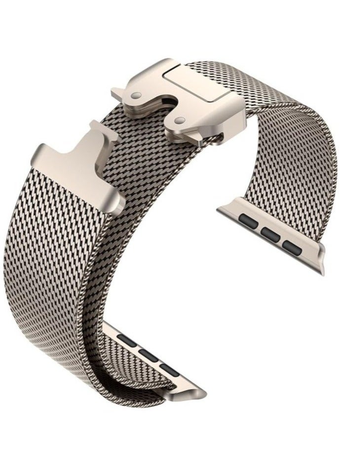 for Apple Watch Metal Bands Ultra 2 49mm 46mm Series 10, 1:1 Stainless Steel Mesh Loop with Parachute-style Metal Buckle for Apple Watch Series 7 8 9 45mm Series 6 5 4 44mm, Titanium  - Image 3